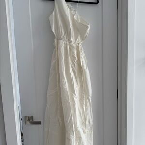 One-Shoulder Cream Maxi Dress